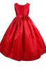 Abito da Cerimonia Bambini con Fiocco Cappellino Ball Gown Barchetta A-Line con Manica Corte - 1