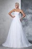 Abito da Sposa Classico Lusso Senza Maniche Lunghi con Applique - 4