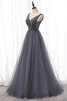 Abito da ballo in raso in tulle a-line moda stravagante con perline - 2