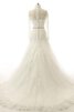 Abito da Sposa con Bottone in Tulle con Maniche Lunghe in Pizzo Sirena Lupetto - 3