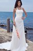 Vestido de Novia de Corte Recto de Playa de Escote halter de Abalorio de Natural - 7