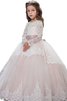 Robe de cortège enfant naturel avec fleurs de mode de bal col ras du cou en tulle - 1