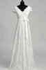 Reißverschluss Spitze stilvolles legeres Brautkleid mit Gürtel mit gekappten Ärmeln - 2