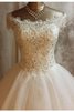 Abito da Sposa con Fiocco con Perline Cappellino in Pizzo Allacciato con Applique - 3