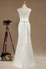 Meerjungfrau Stil Schaufel-Ausschnitt konservatives luxus Brautkleid mit Gürtel mit Bordüre - 4