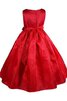 Abito da Cerimonia Bambini con Fiocco Cappellino Ball Gown Barchetta A-Line con Manica Corte - 3