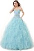 Abito dal Dolce Sedici in Tulle con Cristino con Increspature Senza Maniche A Terra Ball Gown - 1