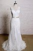 Abito da Sposa Senza Maniche Vintage lusso V-Scollo con Nastro Tubino - 1