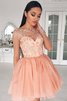 Abito Homecoming Principessa in Chiffon Naturale con Applique A-Line - 1