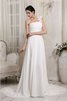 Robe de mariée longue manche nulle d'épaule asymétrique en chiffon collant - 1