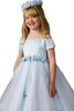 Robe de cortège enfant ligne a fermeutre eclair avec sans manches avec fleurs textile en tulle - 2