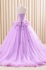 Robe de quinceanera longue en satin de traîne courte en tulle avec perle - 3