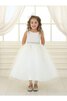 Abito da Cerimonia Bambini in Tulle con Perline Tondo con Increspature con Piega Naturale - 3