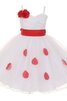 Robe de cortège enfant avec fleurs a-ligne manche nulle ruché - 1