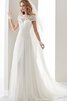 Robe de mariée festonné elégant sans ceinture col en bateau fermeutre eclair - 1