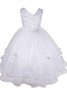 Robe de cortège enfant a-ligne asymétrique avec gradins v encolure ruché - 1