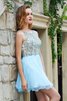 Abito Homecoming Schiena Nuda con Perline in Chiffon A-Line Senza Maniche - 4