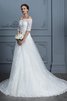 Robe de mariée d'epaule ajourée frappant en 1/2 manche balancement romantique - 1