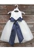 Robe de cortège enfant plissage avec ruban arrivée au cheville ceinture textile en tulle - 1