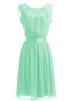 Robe demoiselle d'honneur plissage avec chiffon a-ligne ceinture col en bateau - 1