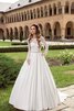 Abito da Sposa A Terra in Raso Spazzola Treno con Maniche Lunghe Elegante Vintage - 1