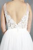 Abito da Sposa in pizzo Naturale con Piega con Perline A-Line Senza Maniche - 4