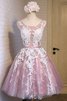 Abito homecoming tondo con applique a-line in tulle stupefacente principessa - 1