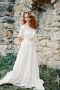 Abito da Sposa Romantico con Nastro con Applique in Chiffon in pizzo A-Line - 5