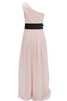 Robe demoiselle d'honneur naturel a-ligne fermeutre eclair en chiffon d'épaule asymétrique - 10