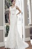 Abito da Sposa V-Scollo con Fiore in Pizzo Naturale Senza Maniche con Applique - 1