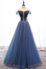 Robe de bal glamour en tulle ligne a avec perle modeste - 1