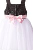 Abito da Cerimonia Bambini mini con Fiore A-Line alta vita Quadrato in Tulle - 2