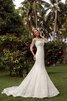 Schaufel-Ausschnitt Beach Stil Satin konservatives Brautkleid mit Bordüre aus Spitze - 1