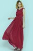 A-Line Schaufel-Ausschnitt Empire Taille langes bodenlanges Brautjungfernkleid mit Gürtel - 2