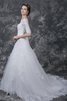 Abito da Sposa stravagante con Bottone con Applique in pizzo in Tulle A-Line - 3