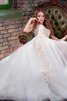 Abito da Sposa Senza Maniche in Tulle A Terra Tondo con Applique A-Line - 2