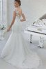 Robe de mariée sexy appliques en dentelle avec perle avec manche épeules enveloppants - 1