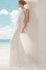 Elegante Vestido de Novia de Playa de Abalorio de Cola Corte - 1
