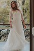 Robe de mariée nature modeste collant en chiffon ceinture en étoffe - 3