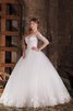 Abito da Sposa in Tulle con Mezze Maniche Ball Gown largo con Applique Naturale - 2