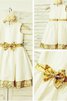 Robe de cortège enfant naturel avec fleurs en satin avec zip manche nulle - 5