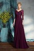 Dreiviertel Länge Ärmeln A Linie Chiffon Bodenlanges Anständiges Brautmutterkleid - 6