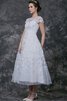 Abito da Sposa con Perline Sotto Ginocchio in Pizzo in pizzo A-Line Vintage - 2