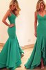 Ärmelloses Spaghetti Träger Satin sexy stilvolles Ballkleid mit Rüschen - 1