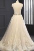 Robe de mariée brillant naturel en tulle appliques sans dos - 2