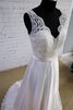 Abito da Sposa in pizzo Formale E Informale V-Scollo in Raso con Nastro Naturale - 2