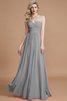 Robe demoiselle d'honneur naturel a-ligne jusqu'au sol de princesse en chiffon - 32