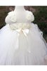 Robe de cortège enfant plissé manche nulle en tulle avec fleurs de mode de bal - 3