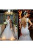 Abito da Sposa con Applique Sirena Cuore Moderno Naturale in Tulle - 3