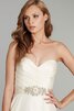 Abito da Sposa con Increspato in Organza con Perline Spazzola Treno con Cristino con Nastro - 4